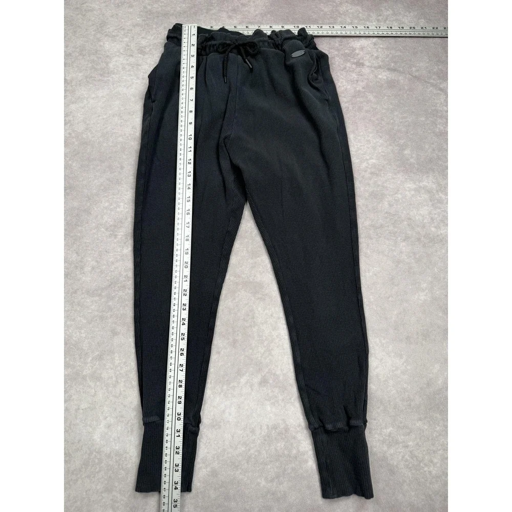 Gymshark Pants Mens Small Black Ribbed Joggers Stretch Knit Cuffed‎ Pockets Logo